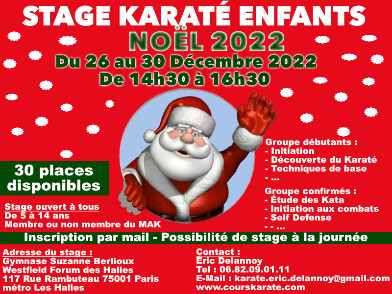 MAK - Stage Karaté enfants vacances Noël 2022